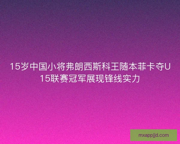 15岁中国小将弗朗西斯科王随本菲卡夺U15联赛冠军展现锋线实力