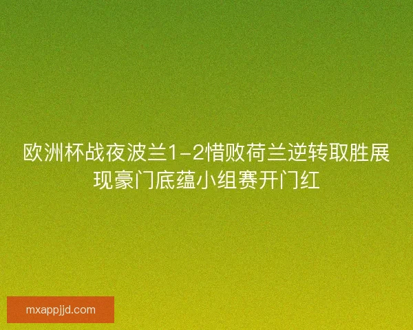 欧洲杯战夜波兰1-2惜败荷兰逆转取胜展现豪门底蕴小组赛开门红