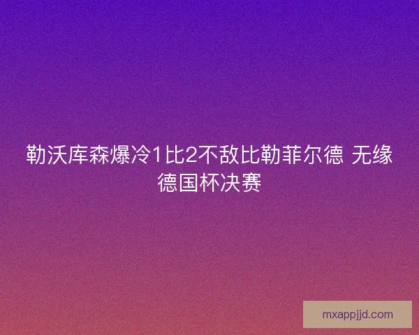 勒沃库森爆冷1比2不敌比勒菲尔德 无缘德国杯决赛