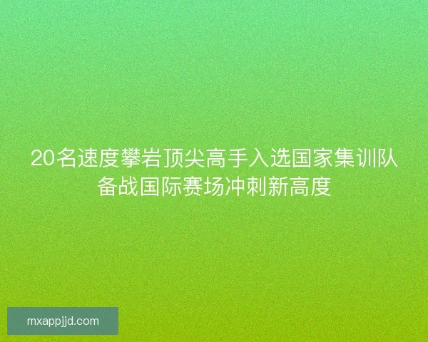 20名速度攀岩顶尖高手入选国家集训队备战国际赛场冲刺新高度 20名速度攀岩顶尖高手入选国家集训队备战国际赛场冲刺新高度